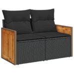 Gartensofa-set mit Kissen 12 pcs Schwarz Poly-Rattan – Bild 6