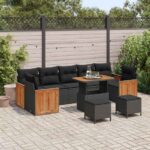 Gartensofa-set mit Kissen 13 pcs Schwarz Poly-Rattan