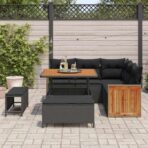 Gartensofa-set mit Kissen 9 pcs Schwarz Poly-Rattan – Bild 3