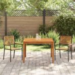 Garten Essgruppe 3 pcs Schwarz Massivholz Akazie – Bild 4