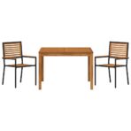 Garten Essgruppe 3 pcs Schwarz Massivholz Akazie – Bild 7