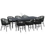 Garten Essgruppe 9 pcs Schwarz Poly-Rattan – Bild 3