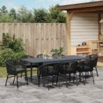 Garten Essgruppe 9 pcs Schwarz Poly-Rattan – Bild 4