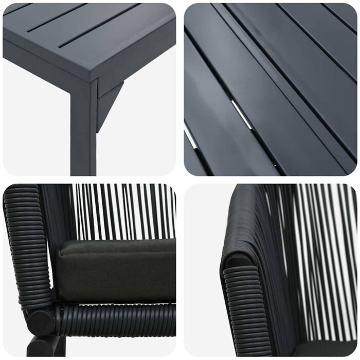 Garten Essgruppe 9 pcs Schwarz Poly-Rattan – Bild 9