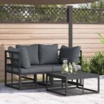 Gartensofa-set 3 pcs Schwarz Metall