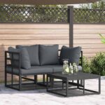 Gartensofa-set 3 pcs Schwarz Metall