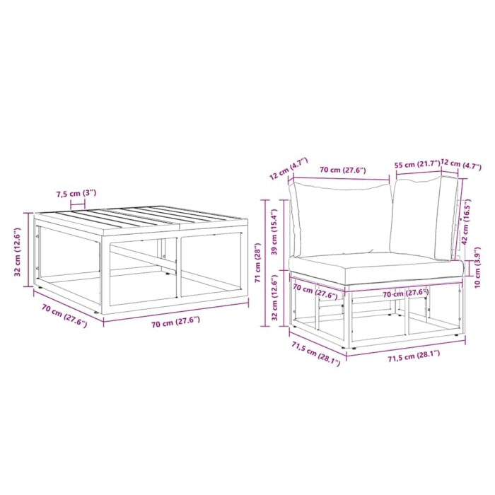 Gartensofa-set 3 pcs Schwarz Metall – Bild 13