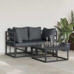 Gartensofa-set 3 pcs Schwarz Metall – Bild 4