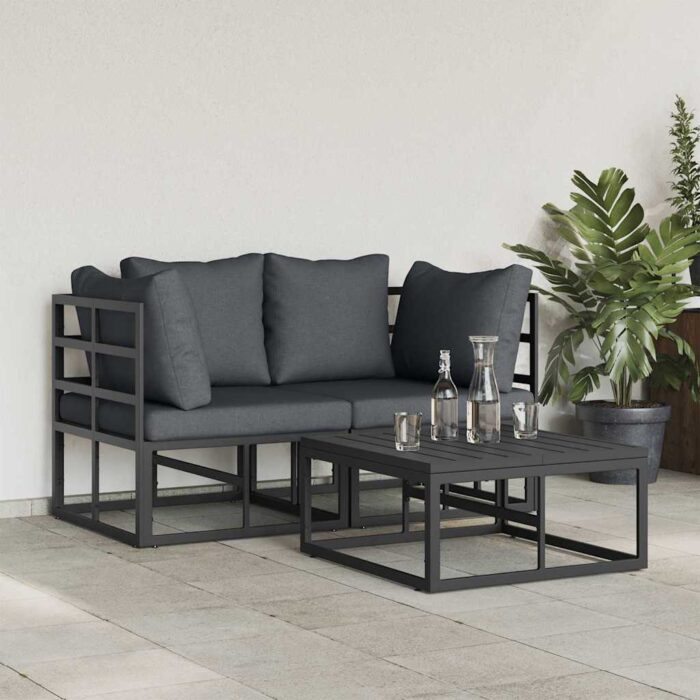 Gartensofa-set 3 pcs Schwarz Metall – Bild 4