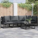 Gartensofa-set 4 pcs Schwarz Metall