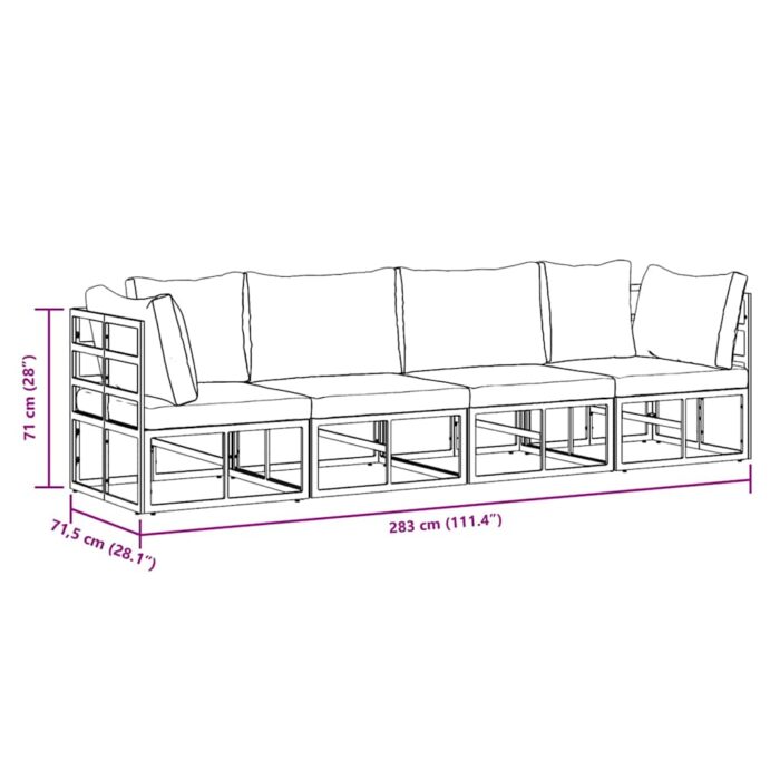 Gartensofa-set 4 pcs Schwarz Metall – Bild 13