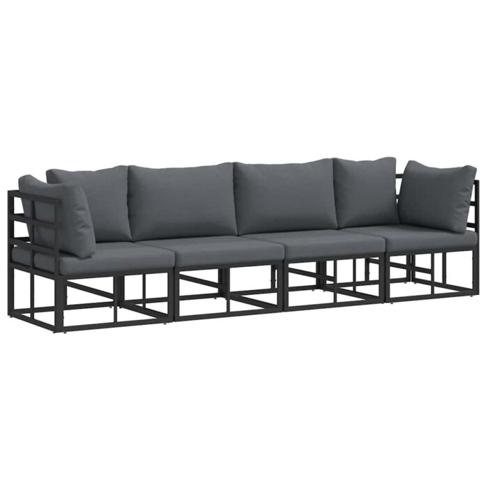 Gartensofa-set 4 pcs Schwarz Metall – Bild 2