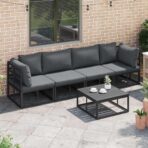 Gartensofa-set 4 pcs Schwarz Metall – Bild 5
