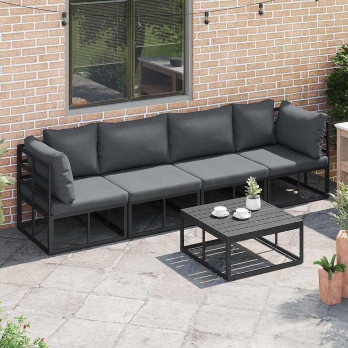 Gartensofa-set 4 pcs Schwarz Metall – Bild 5