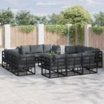Gartensofa-set 12 pcs Schwarz Metall