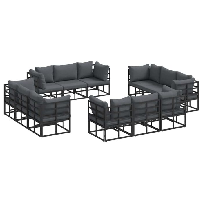 Gartensofa-set 12 pcs Schwarz Metall – Bild 2