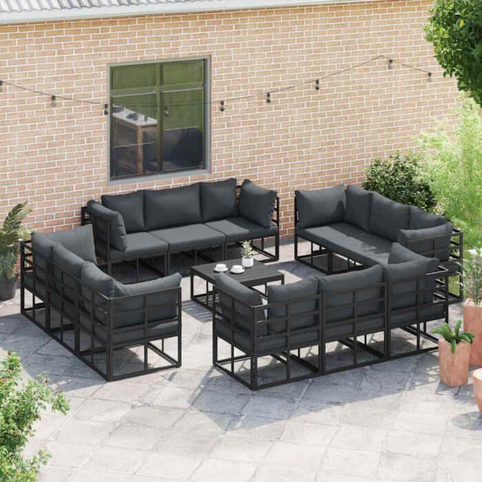 Gartensofa-set 12 pcs Schwarz Metall – Bild 3