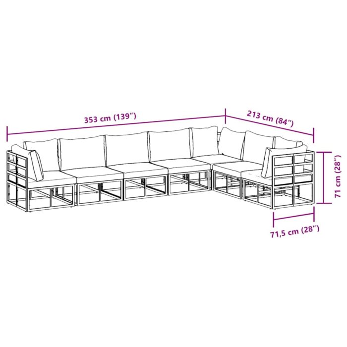 Garten-Sofa-Set mit Kissen 7 pcs – Bild 11