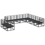 Gartensofa-set mit Kissen 9 pcs Schwarz Aluminium – Bild 5