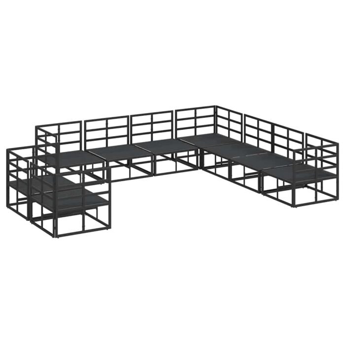 Gartensofa-set mit Kissen 9 pcs Schwarz Aluminium – Bild 5