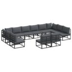 Gartensofa-set mit Kissen 12 pcs Schwarz Aluminium – Bild 2