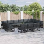 Gartensofa-set mit Kissen 13 pcs Schwarz Aluminium