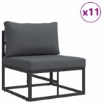 Gartensofa-set mit Kissen 13 pcs Schwarz Aluminium – Bild 3