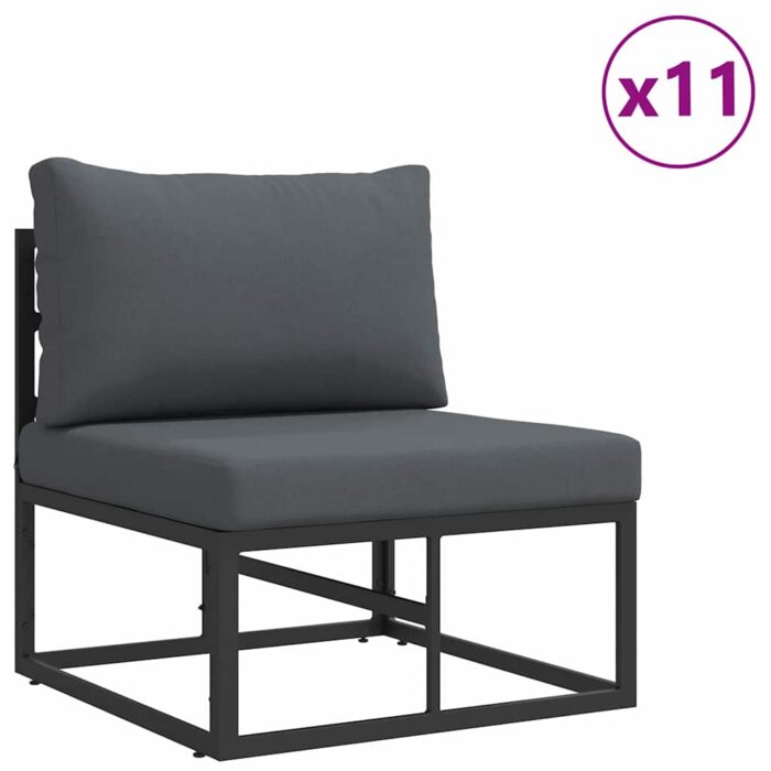 Gartensofa-set mit Kissen 13 pcs Schwarz Aluminium – Bild 3