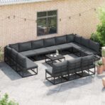 Gartensofa-set mit Kissen 13 pcs Schwarz Aluminium – Bild 5