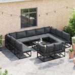 Gartensofa-set mit Kissen 11 pcs Schwarz Aluminium – Bild 3