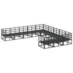 Gartensofa-set mit Kissen 11 pcs Schwarz Aluminium – Bild 5