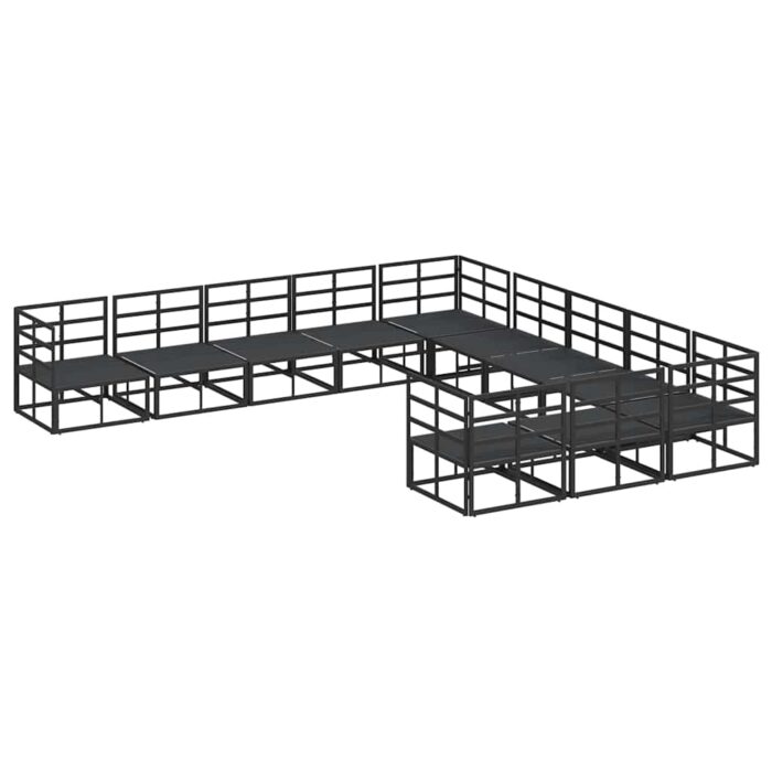 Gartensofa-set mit Kissen 11 pcs Schwarz Aluminium – Bild 5