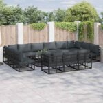 Gartensofa-set mit Kissen 13 pcs Schwarz Aluminium