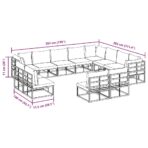 Gartensofa-set mit Kissen 12 pcs Schwarz Aluminium – Bild 11