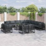 Gartensofa-set mit Kissen 13 pcs Schwarz Aluminium