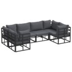Gartensofa-set mit Kissen 6 pcs Schwarz Aluminium – Bild 2