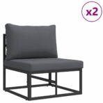 Gartensofa-set mit Kissen 6 pcs Schwarz Aluminium – Bild 3