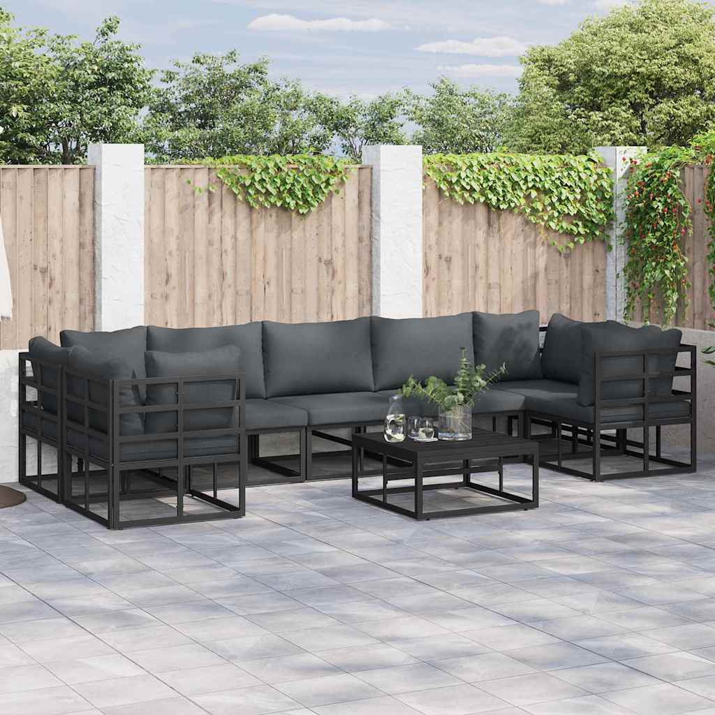 3378946_1.jpg Gartensofa-set mit Kissen 7 pcs Schwarz Aluminium – Bild 1