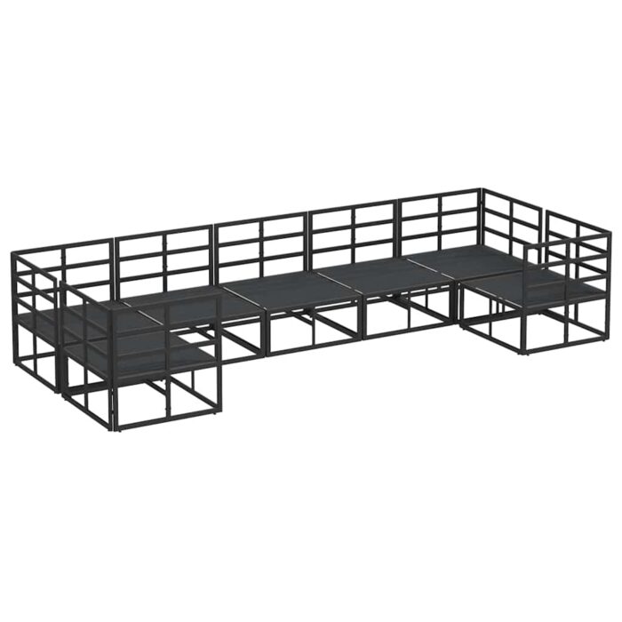 Gartensofa-set mit Kissen 7 pcs Schwarz Aluminium – Bild 7