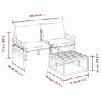 Gartensofa-set mit Kissen 3 pcs Schwarz Stahl – Bild 11