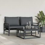 Gartensofa-set mit Kissen 3 pcs Schwarz Stahl – Bild 4