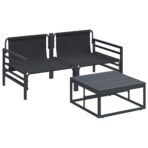 Gartensofa-set mit Kissen 3 pcs Schwarz Stahl – Bild 6