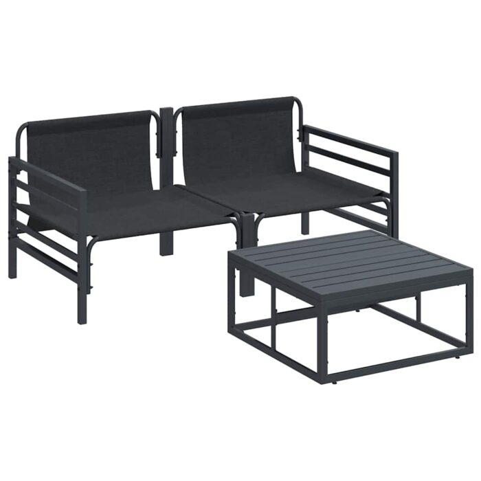 Gartensofa-set mit Kissen 3 pcs Schwarz Stahl – Bild 6