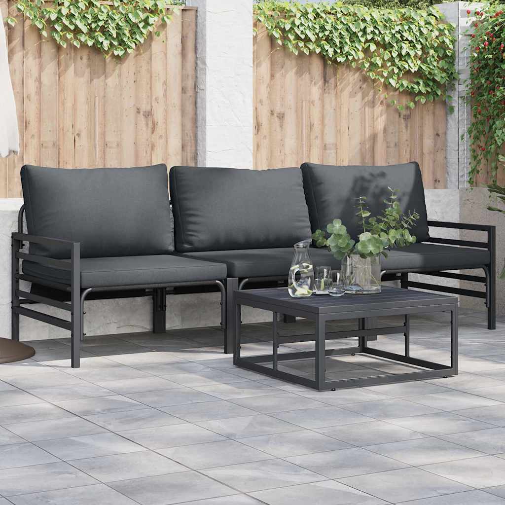 3378962_1.jpg Gartensofa-set mit Kissen 3 pcs Schwarz Stahl – Bild 1