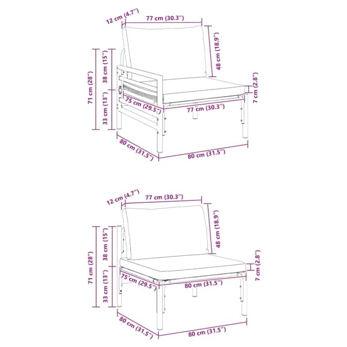 Gartensofa-set mit Kissen 3 pcs Schwarz Stahl – Bild 13
