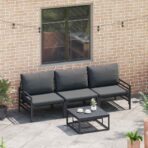 Gartensofa-set mit Kissen 3 pcs Schwarz Stahl – Bild 4