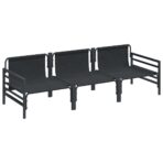 Gartensofa-set mit Kissen 3 pcs Schwarz Stahl – Bild 7