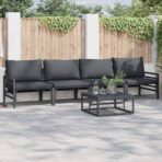 Gartensofa-set mit Kissen 4 pcs Schwarz Stahl