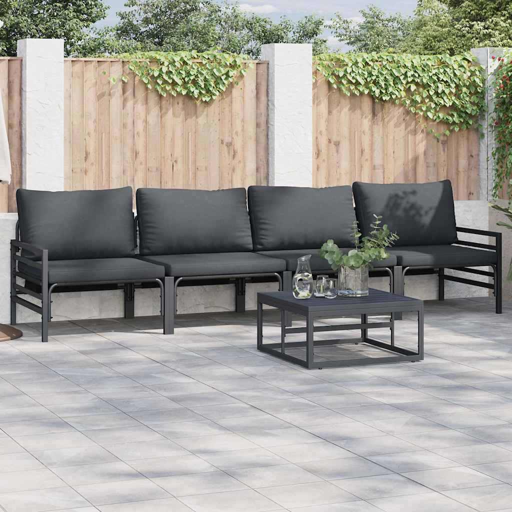 3378964_1.jpg Gartensofa-set mit Kissen 4 pcs Schwarz Stahl – Bild 1