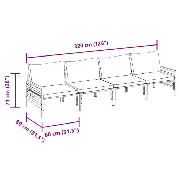 Gartensofa-set mit Kissen 4 pcs Schwarz Stahl – Bild 10
